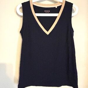 Metallic Trim V Neck Vest